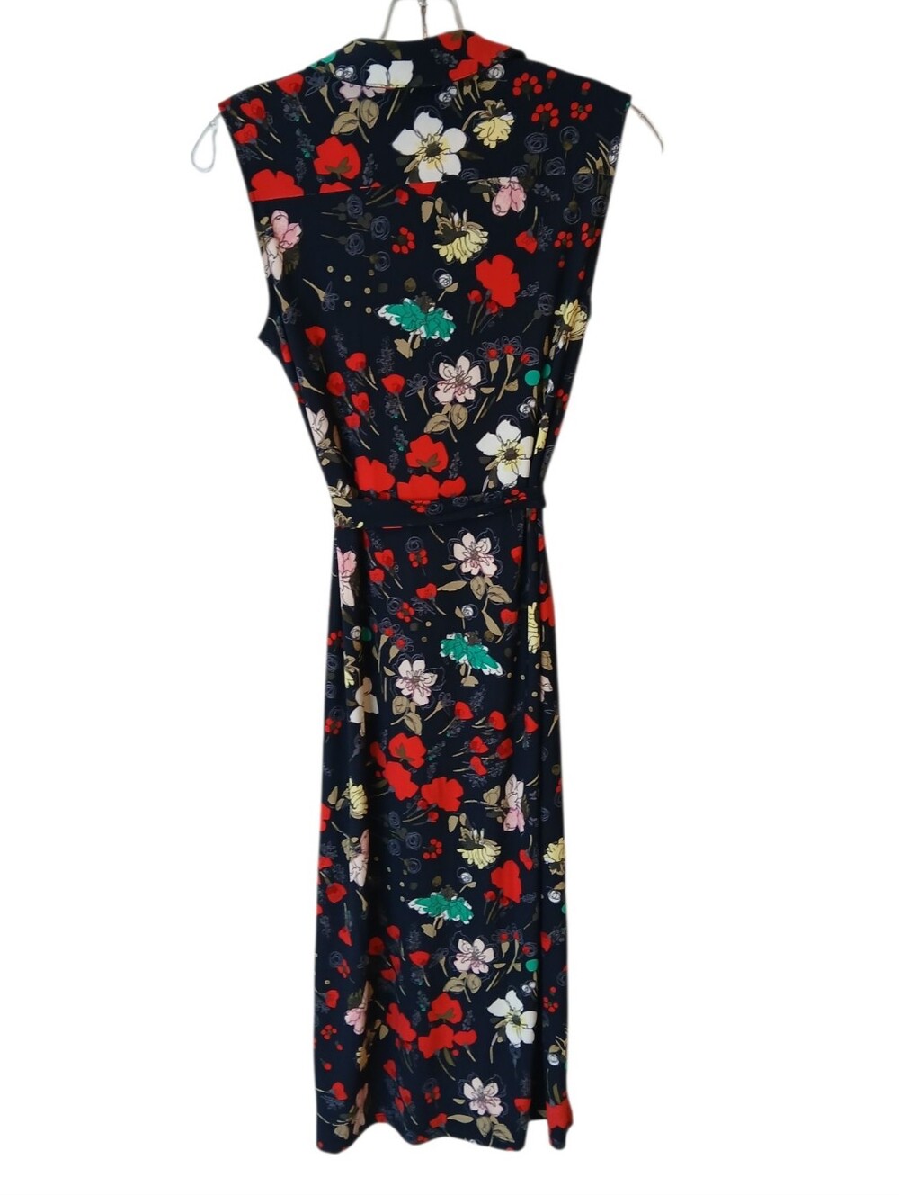 Tommy Hilfiger Navy Blue Floral Midi Shirt Dress Size 4 - Picture 3 of 6